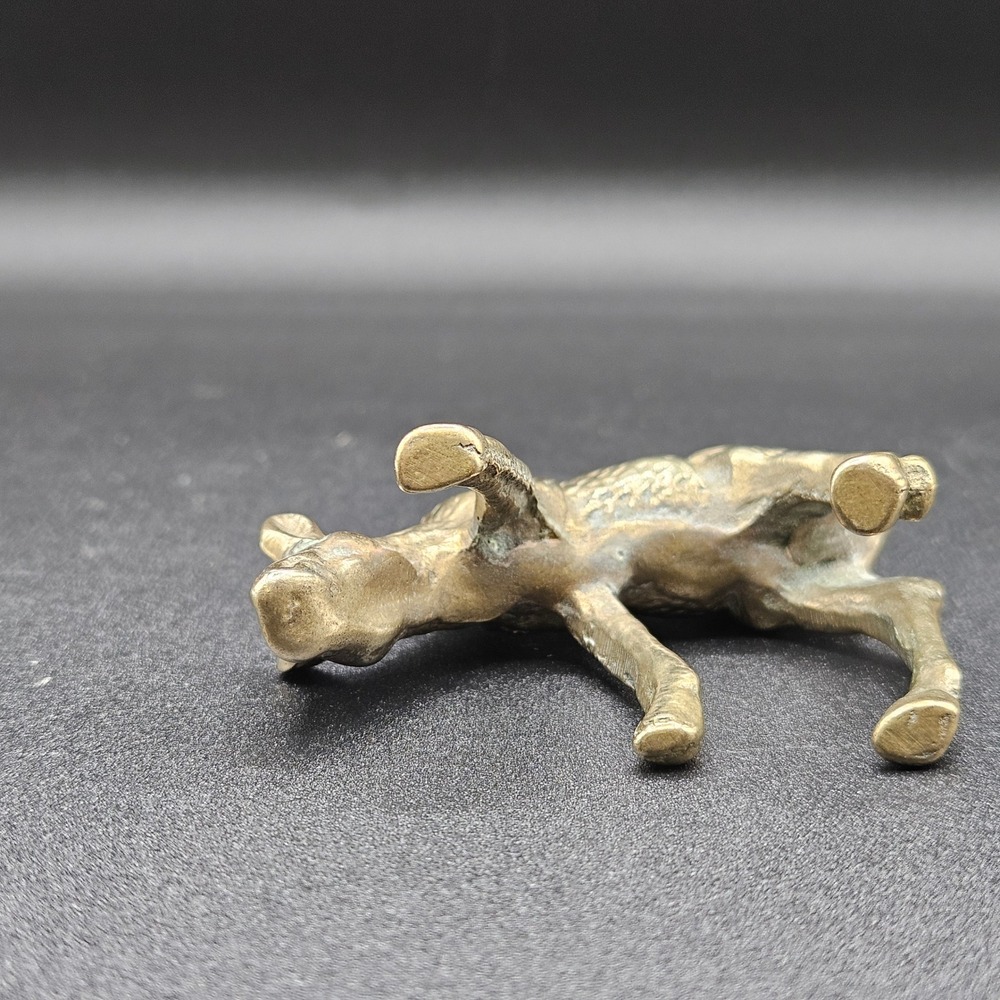 Vintage Solid Brass Grazing Fawn Deer Figurine Mid Century Modern Woodland Decor - Picture 5 of 8
